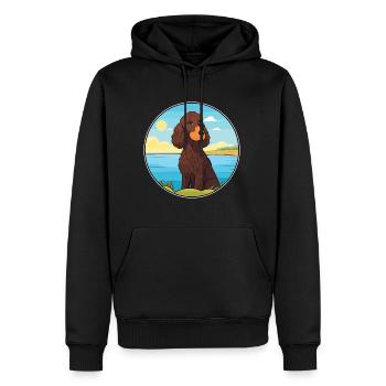 Irischer Wasserspaniel Hund Rasse Cartoon Kawaii Hund - Männer Premium Bio Hoodie - Schwarz - Vorne - Nico (187cm)