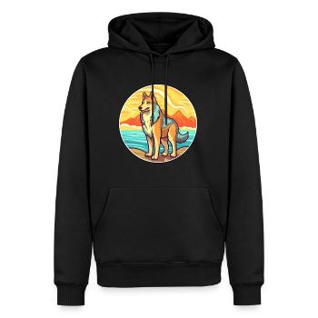 Kunming Wolfhund Hund Rasse Cartoon Kawaii Clipart - Männer Premium Bio Hoodie - Schwarz - Vorne - Nico (187cm)