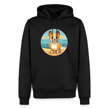 Lundehund chien race dessin animé kawaii clipart chien animal de compagnie - Sweat à capuche Premium bio Homme - noir - Devant - Nico (187cm)