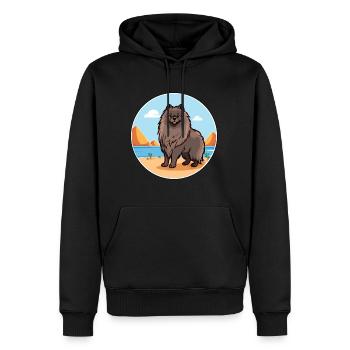 Keeshond Dog Breed Cartoon Kawaii Clipart Dog Pet - Men’s Premium Organic Hoodie - black - Front - Nico (187cm)