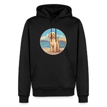 Labradoodle chien race dessin animé Kawaii Clipart chien - Sweat à capuche Premium bio Homme - noir - Devant - Nico (187cm)