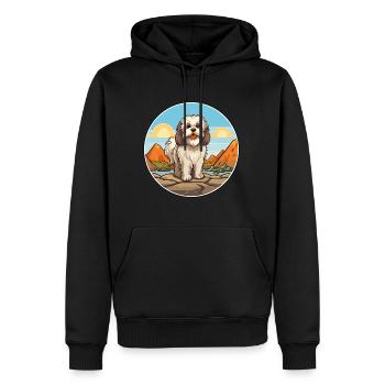 Lhasa Apso Hund Rasse Cartoon Kawaii Clipart Hund - Männer Premium Bio Hoodie - Schwarz - Vorne - Nico (187cm)