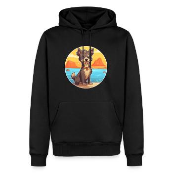 Mudi Hunderasse Karikatur Kawaii Clipart Aquarell - Männer Premium Bio Hoodie - Schwarz - Vorne - Nico (187cm)