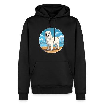 Maremma Sheepdog Dog Breed Cartoon Kawaii Clipart - Men’s Premium Organic Hoodie - black - Front - Nico (187cm)