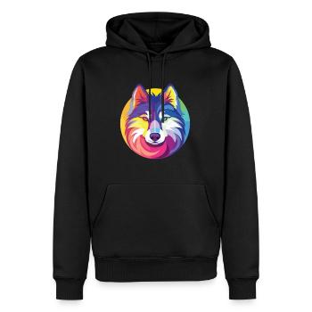 Husky buntes Aquarell Tier Haustier Illustration - Männer Premium Bio Hoodie - Schwarz - Vorne - Nico (187cm)