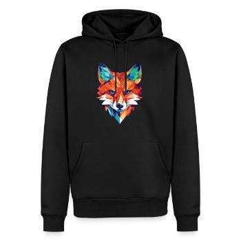 Gelehrter Fuchs, farbenfroher Aquarell-Tier-Haustier-Cartoon - Männer Premium Bio Hoodie - Schwarz - Vorne - Nico (187cm)