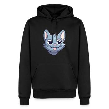 Russische blaue Katze Karikatur Aquarell Illustration - Männer Premium Bio Hoodie - Schwarz - Vorne - Nico (187cm)
