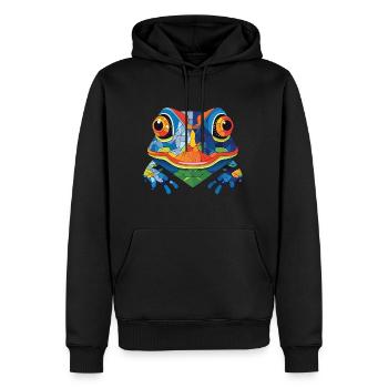 Bunte Aquarell-Tierhaustierillustration des Frosches - Männer Premium Bio Hoodie - Schwarz - Vorne - Nico (187cm)