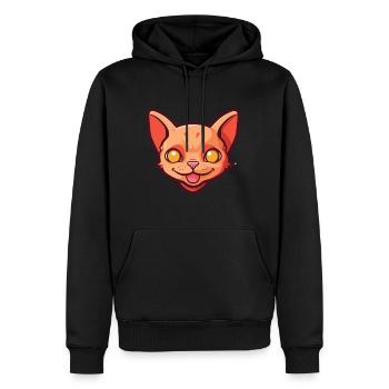 Illustration à l’aquarelle de dessin animé Devon Rex chat rouge - Sweat à capuche Premium bio Homme - noir - Devant - Nico (187cm)