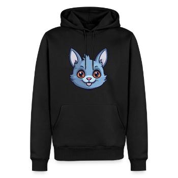 Russische blaue Katze Karikatur Aquarell Illustration - Männer Premium Bio Hoodie - Schwarz - Vorne - Nico (187cm)