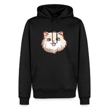 Ragamuffin chat dessin animé illustration à l’aquarelle - Sweat à capuche Premium bio Homme - noir - Devant - Nico (187cm)