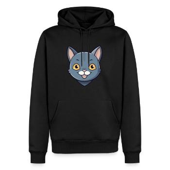 Korat Cat Colorful Cartoon Watercolor Illustration - Men’s Premium Organic Hoodie - black - Front - Nico (187cm)