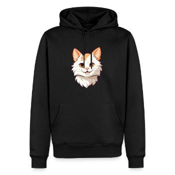 Karelische Bobtail-Katze Karikatur Aquarell Clipart - Männer Premium Bio Hoodie - Schwarz - Vorne - Nico (187cm)
