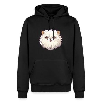 Chat britannique à poil long dessin animé aquarelle Clipart - Sweat à capuche Premium bio Homme - noir - Devant - Nico (187cm)