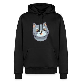 Britische Falte Kurzhaar Katze Karikatur Aquarell Kunst - Männer Premium Bio Hoodie - Schwarz - Vorne - Nico (187cm)