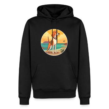 Lévrier norvégien Dunker chien race Cartoon Kawaii - Sweat à capuche Premium bio Homme - noir - Devant - Nico (187cm)