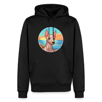 Chien nu péruvien race Cartoon Kawaii Clipart - Sweat à capuche Premium bio Homme - noir - Devant - Nico (187cm)