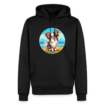 Papillon chien race dessin animé kawaii clipart chien animal de compagnie - Sweat à capuche Premium bio Homme - noir - Devant - Nico (187cm)