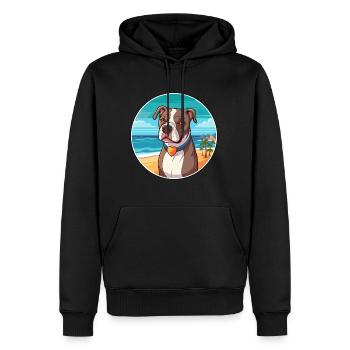 Pitbull chien race dessin animé Kawaii Clipart chien animal de compagnie - Sweat à capuche Premium bio Homme - noir - Devant - Nico (187cm)