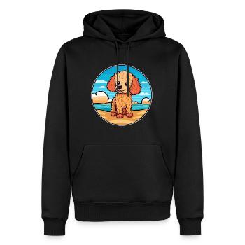 Caniche chien race dessin animé Kawaii Clipart aquarelle - Sweat à capuche Premium bio Homme - noir - Devant - Nico (187cm)