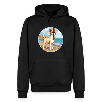 Portugais Podengo Pequeno Chien Race Dessin Animé Pet - Sweat à capuche Premium bio Homme - noir - Devant - Nico (187cm)