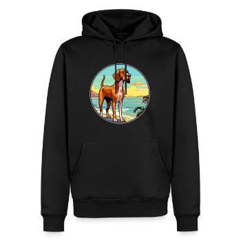 Vieux chien d’arrêt danois race Cartoon Kawaii chien - Sweat à capuche Premium bio Homme - noir - Devant - Nico (187cm)