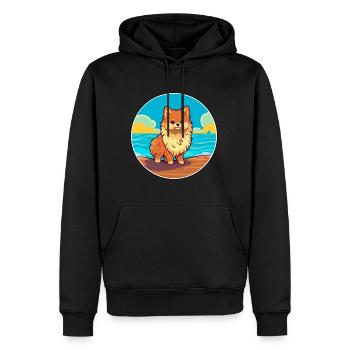 Pomeranian Spitz Hund Rasse Cartoon Kawaii Clipart - Männer Premium Bio Hoodie - Schwarz - Vorne - Nico (187cm)