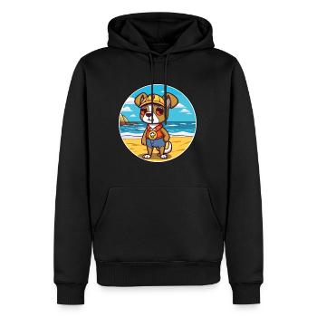 Chien de garde portugais race de chien de dessin animé Kawaii Dog - Sweat à capuche Premium bio Homme - noir - Devant - Nico (187cm)