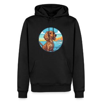 Wirehaired Dachshund Dog Breed Cartoon Kawaii Dog - Men’s Premium Organic Hoodie - black - Front - Nico (187cm)