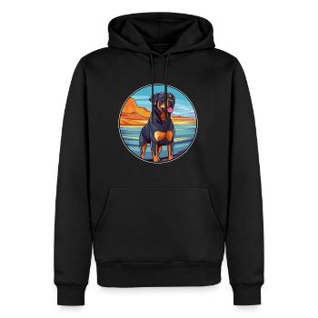 Rottweiler chien race dessin animé Kawaii Clipart chien - Sweat à capuche Premium bio Homme - noir - Devant - Nico (187cm)