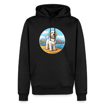 Chien de berger des Pyrénées chien race Cartoon Kawaii Clipart - Sweat à capuche Premium bio Homme - noir - Devant - Nico (187cm)