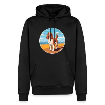 Welsh Springer Spaniel Dog Breed Cartoon Kawaii - Men’s Premium Organic Hoodie - black - Front - Nico (187cm)