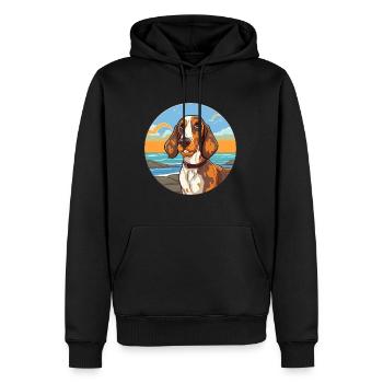 Russe Arlequin Hound chien race Cartoon Kawaii - Sweat à capuche Premium bio Homme - noir - Devant - Nico (187cm)