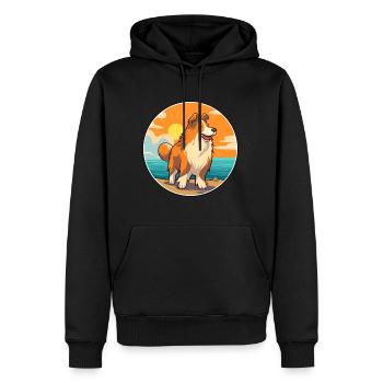 Rough Collie chien race dessin animé Kawaii Clipart chien - Sweat à capuche Premium bio Homme - noir - Devant - Nico (187cm)