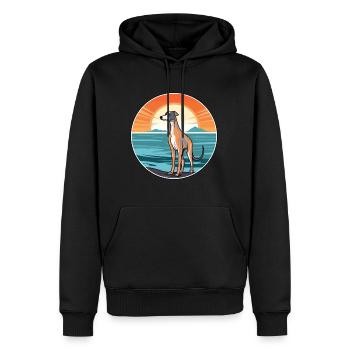 Whippet chien race dessin animé Kawaii Clipart chien animal de compagnie - Sweat à capuche Premium bio Homme - noir - Devant - Nico (187cm)