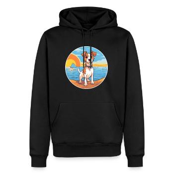 Russell Terrier Hund Rasse Cartoon Kawaii Clipart - Männer Premium Bio Hoodie - Schwarz - Vorne - Nico (187cm)