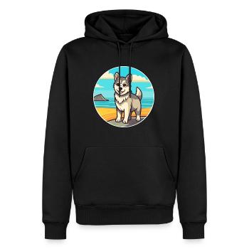Suédois Vallhund chien race Cartoon Kawaii Clipart - Sweat à capuche Premium bio Homme - noir - Devant - Nico (187cm)