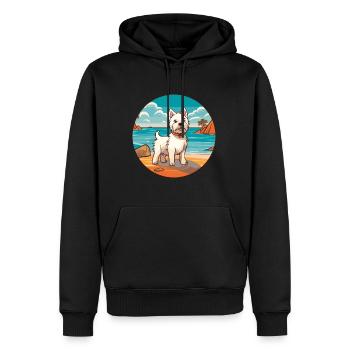 Westie Hund Rasse Cartoon Kawaii Clipart Aquarell - Männer Premium Bio Hoodie - Schwarz - Vorne - Nico (187cm)