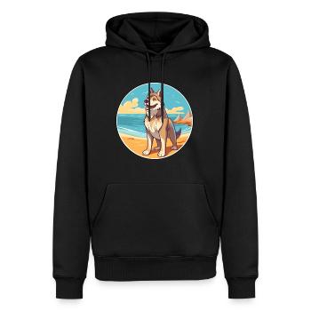 Saarloos Wolfhund Hund Rasse Cartoon Kawaii Clipart - Männer Premium Bio Hoodie - Schwarz - Vorne - Nico (187cm)