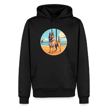 Schäferhund Rasse Cartoon Kawaii Clipart - Männer Premium Bio Hoodie - Schwarz - Vorne - Nico (187cm)