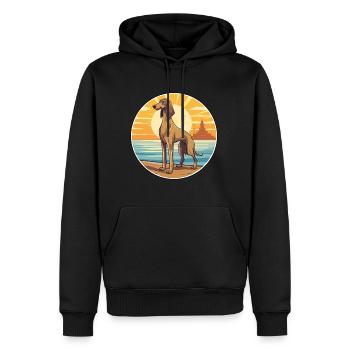 Saluki chien race dessin animé Kawaii Clipart aquarelle - Sweat à capuche Premium bio Homme - noir - Devant - Nico (187cm)