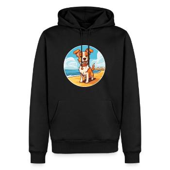 Slovaque Cuvac chien race dessin animé Kawaii Clipart chien - Sweat à capuche Premium bio Homme - noir - Devant - Nico (187cm)