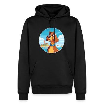 Slovensky Kopov Dog Breed Cartoon Kawaii Clipart - Men’s Premium Organic Hoodie - black - Front - Nico (187cm)