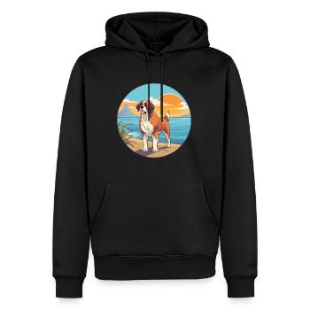 St Bernard Dog Breed Cartoon Kawaii Clipart Dog - Men’s Premium Organic Hoodie - black - Front - Nico (187cm)