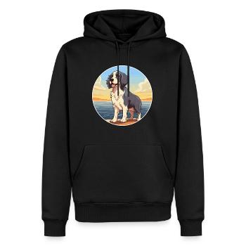 Stabyhoun chien race dessin animé kawaii clipart chien animal de compagnie - Sweat à capuche Premium bio Homme - noir - Devant - Nico (187cm)