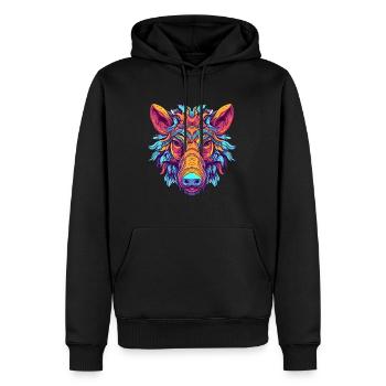 Sanglier Aquarelle Colorée Dessin Animé Kawaii Animal - Sweat à capuche Premium bio Homme - noir - Devant - Nico (187cm)