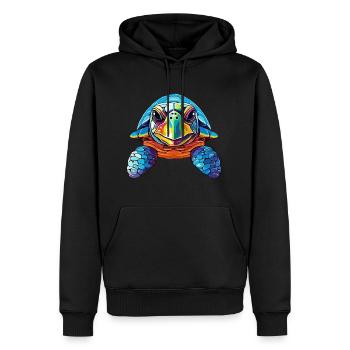 Turtle Colorful Watercolor Cartoon Kawaii Animal - Men’s Premium Organic Hoodie - black - Front - Nico (187cm)