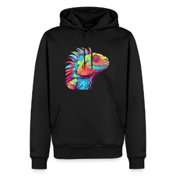 Iguane Aquarelle Colorée Dessin Animé Kawaii Animal - Sweat à capuche Premium bio Homme - noir - Devant - Nico (187cm)