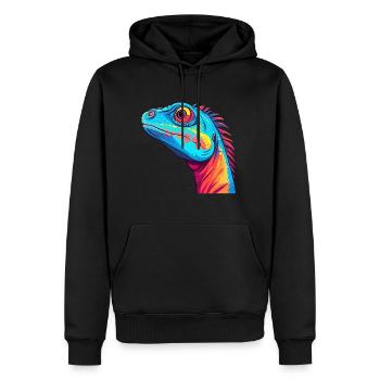 Lézard Aquarelle Colorée Dessin Animé Kawaii Animal - Sweat à capuche Premium bio Homme - noir - Devant - Nico (187cm)