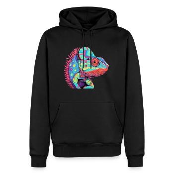 Chamäleon Bunte Aquarell-Karikatur Kawaii Anima - Männer Premium Bio Hoodie - Schwarz - Vorne - Nico (187cm)